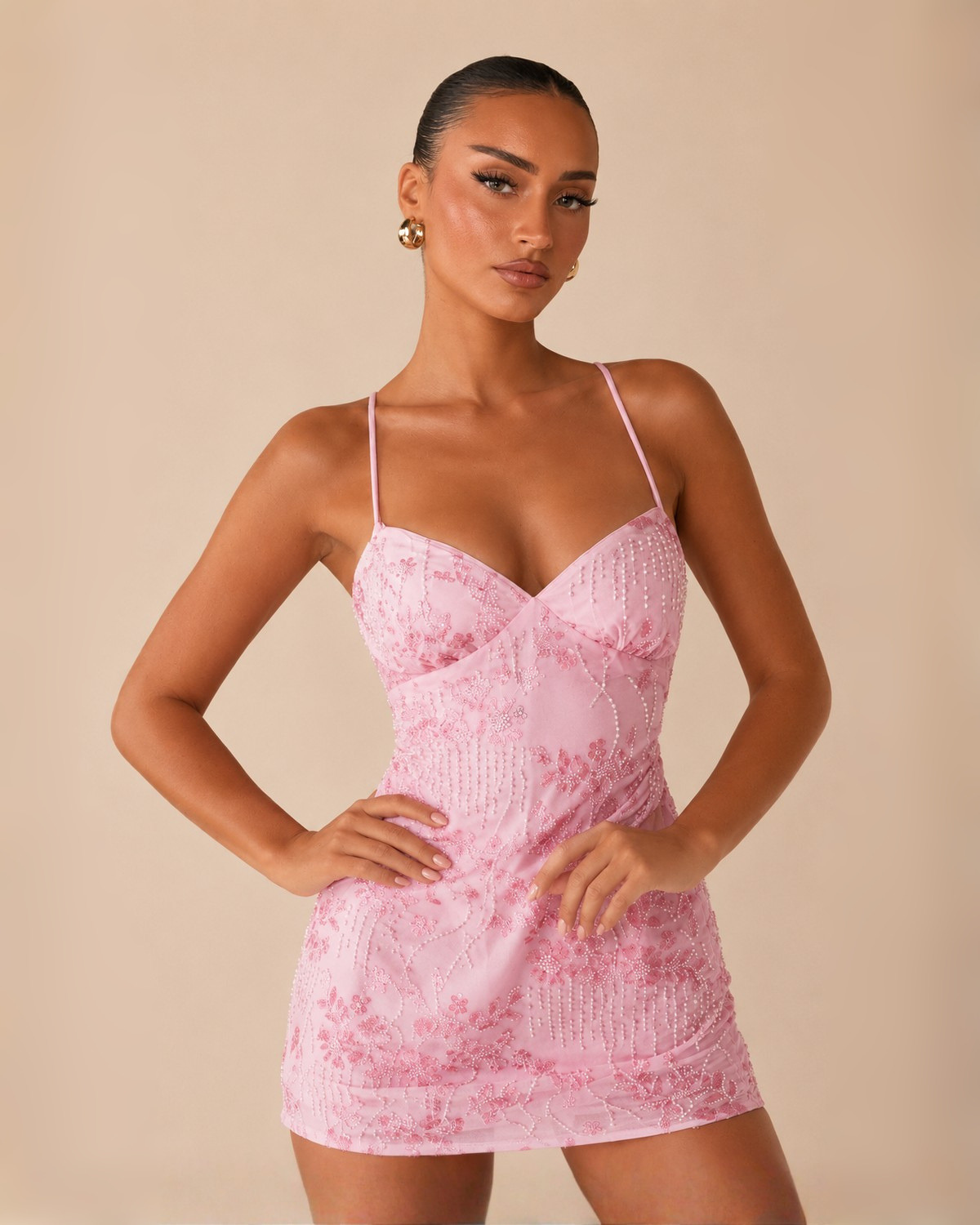 The Kaia Mini Dress - Baby Pink