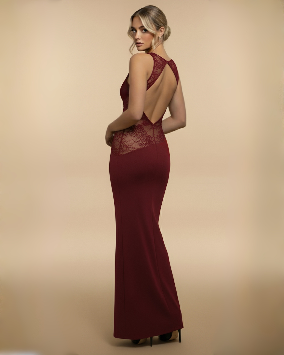 The Raven Lace Maxi Dress - Red