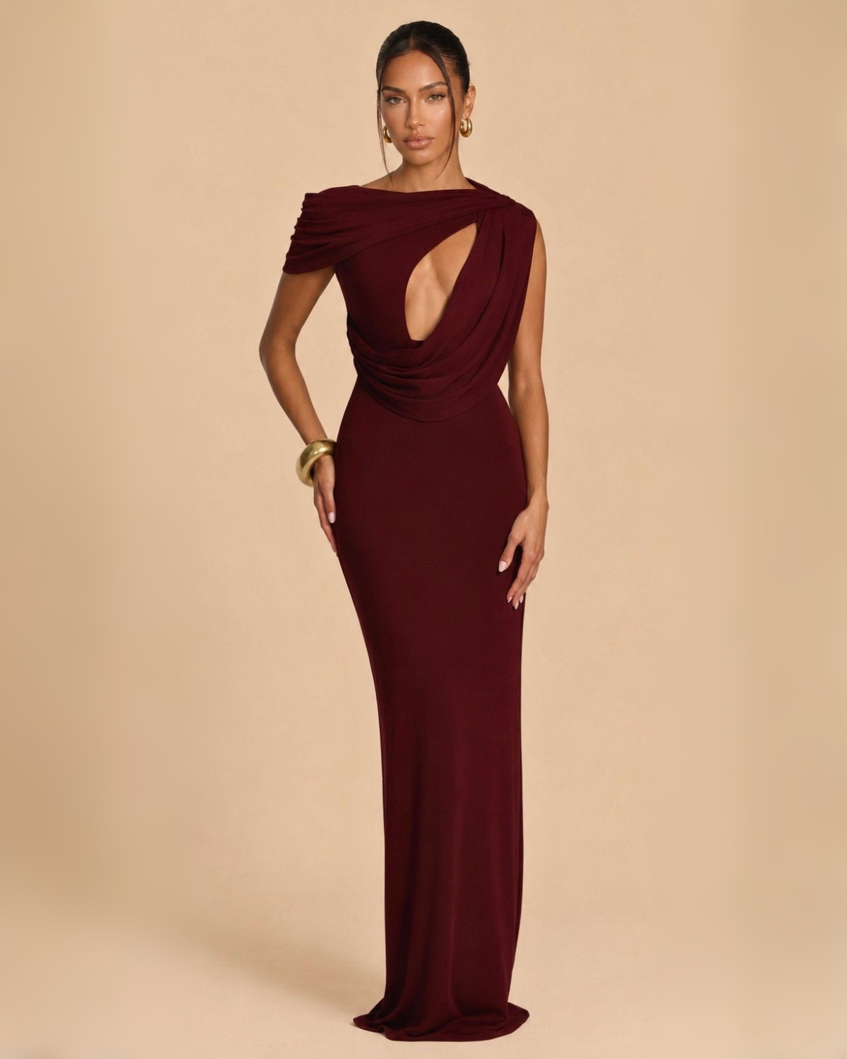 The Elowen Maxi Dress - Wine Red