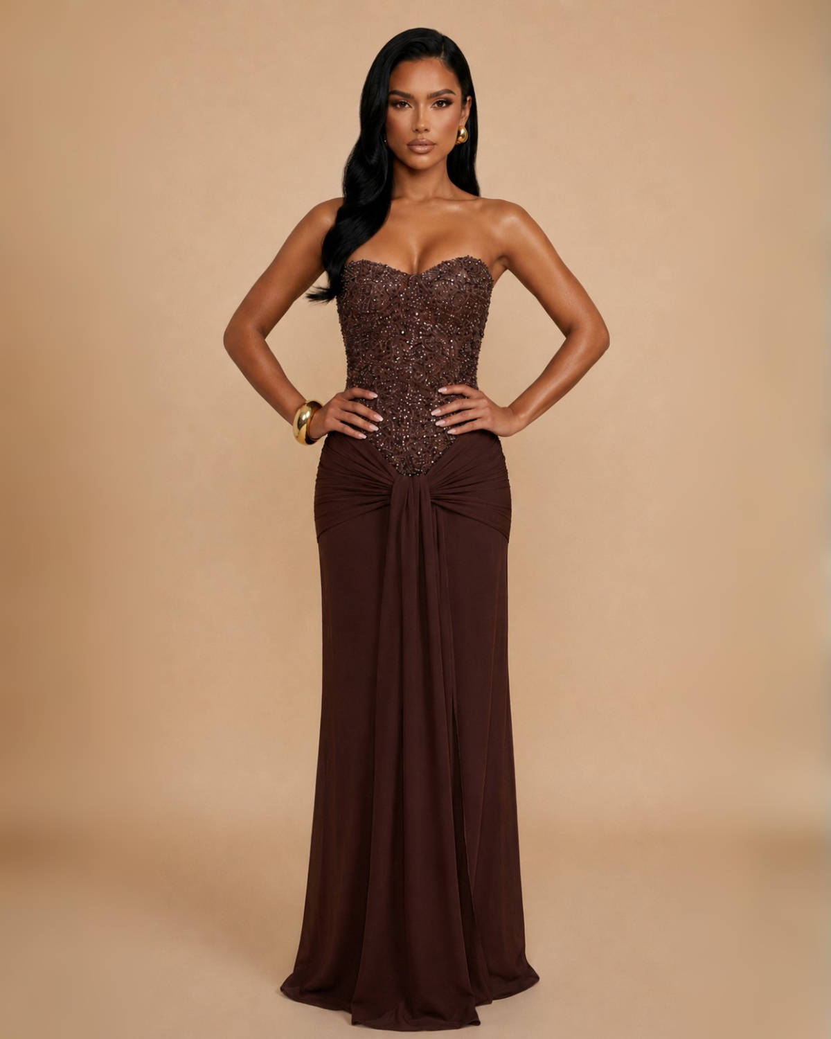 The Arabella Maxi Dress - Brown