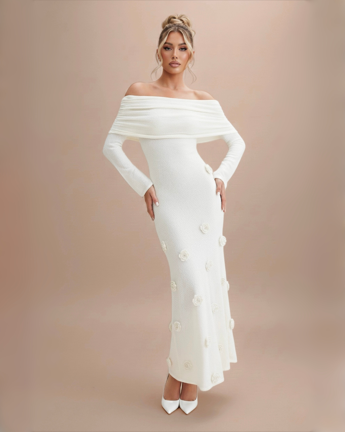 The Solaine Maxi Dress - White