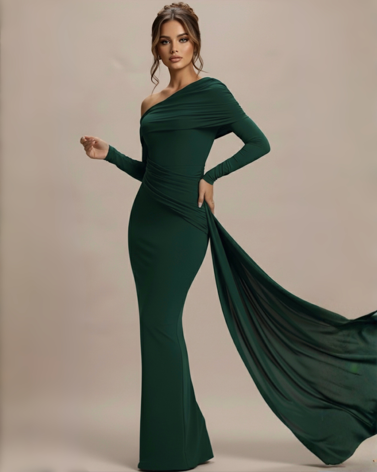 The Mona Long Sleeve Maxi Dress - Emerald Green