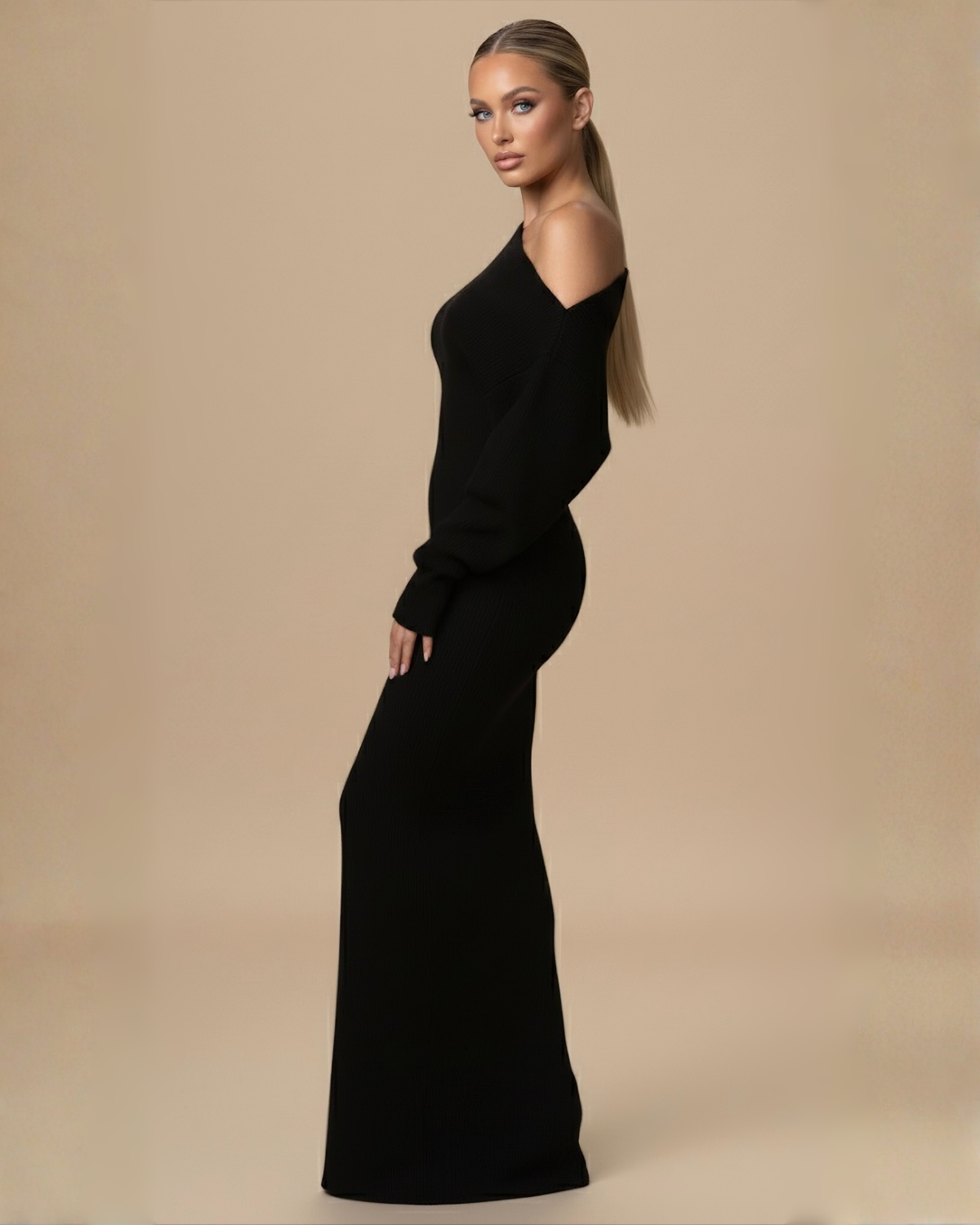 The Haven Knit Maxi Dress - Black