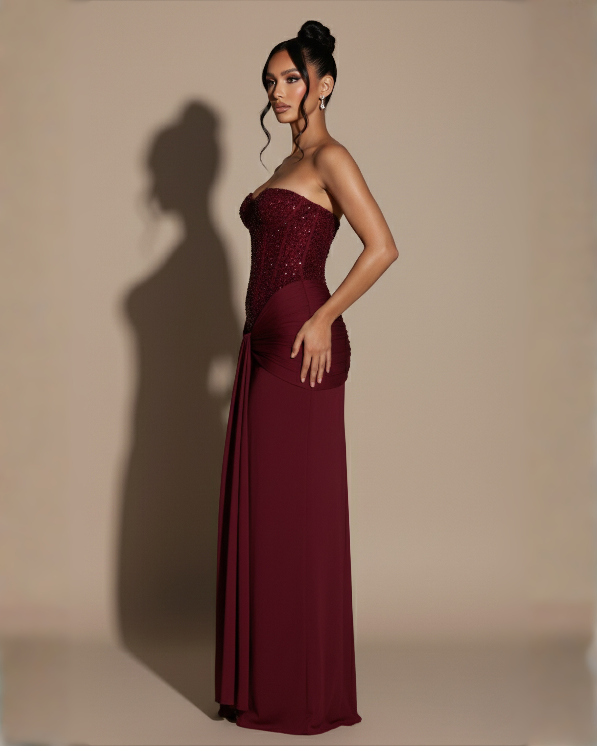 The Arabella Maxi Dress - Wine Red