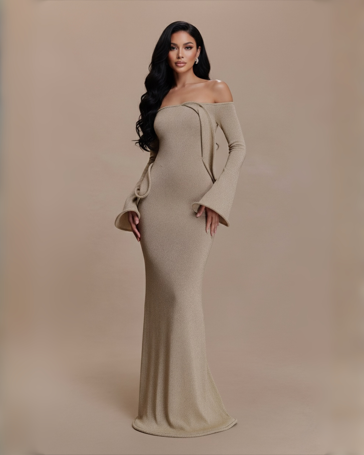 The Navaeh Maxi Dress - Beige
