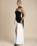 The Elisabeth Corset Maxi Dress - Black/White