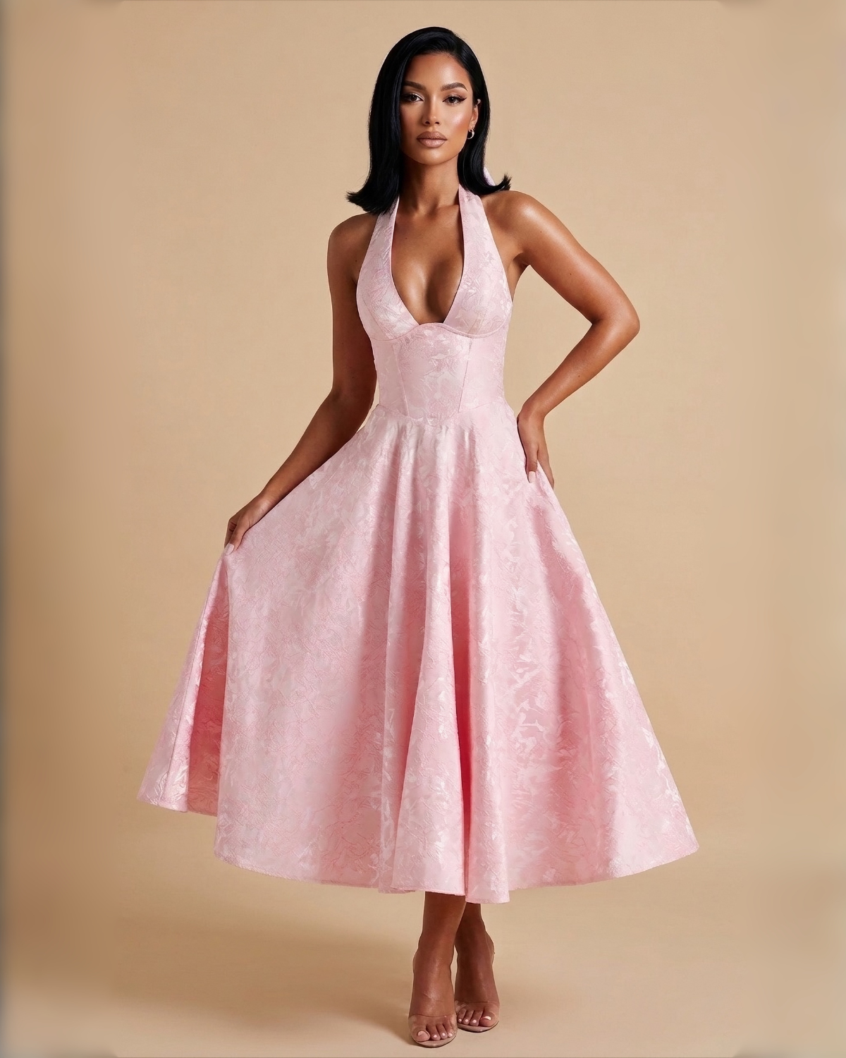 The Evelyn Midi Dress - Pink