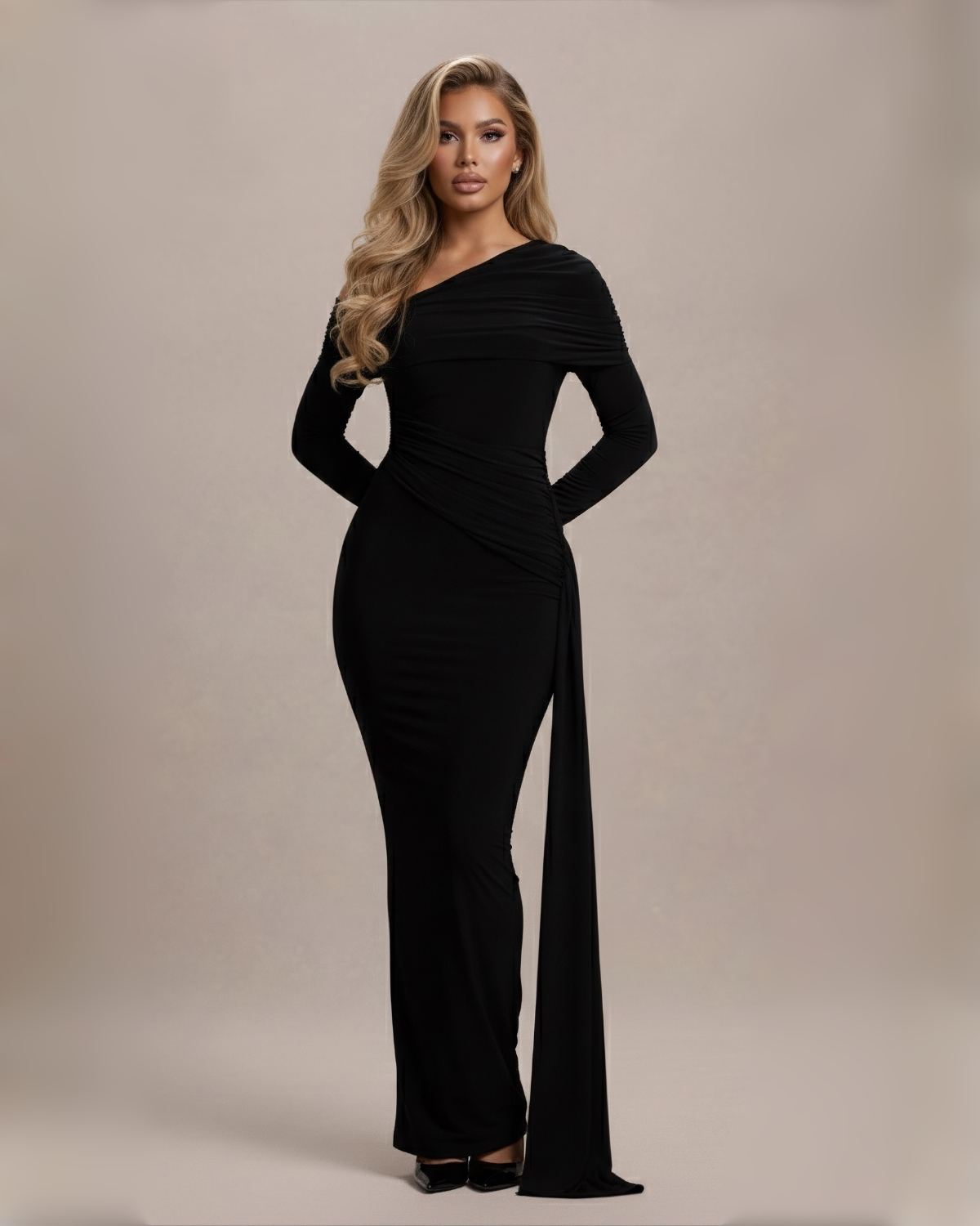 The Mona Long Sleeve Maxi Dress - Dark Navy