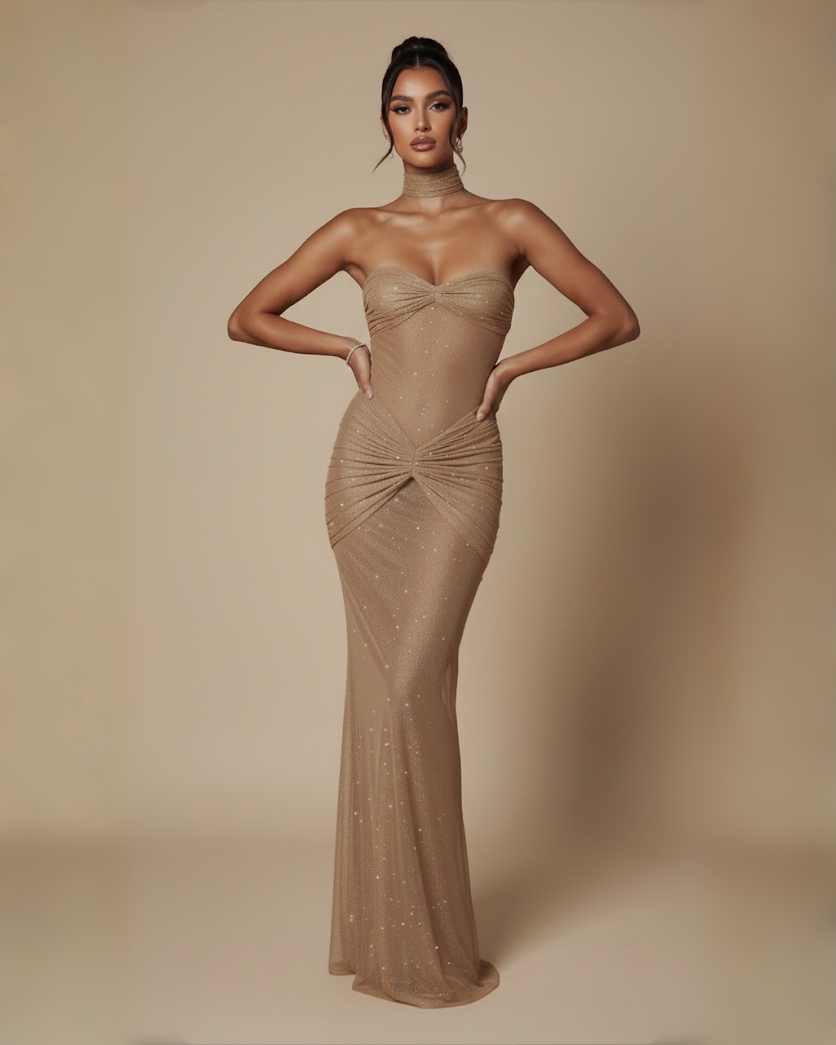 The Amara Tube Maxi Dress - Beige
