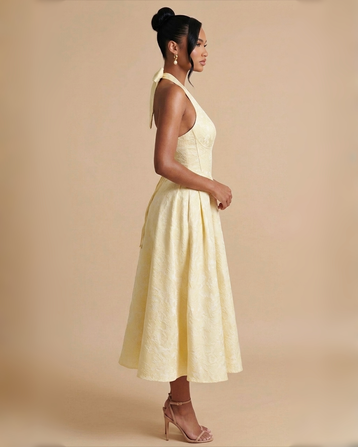 The Evelyn Midi Dress - Yellow
