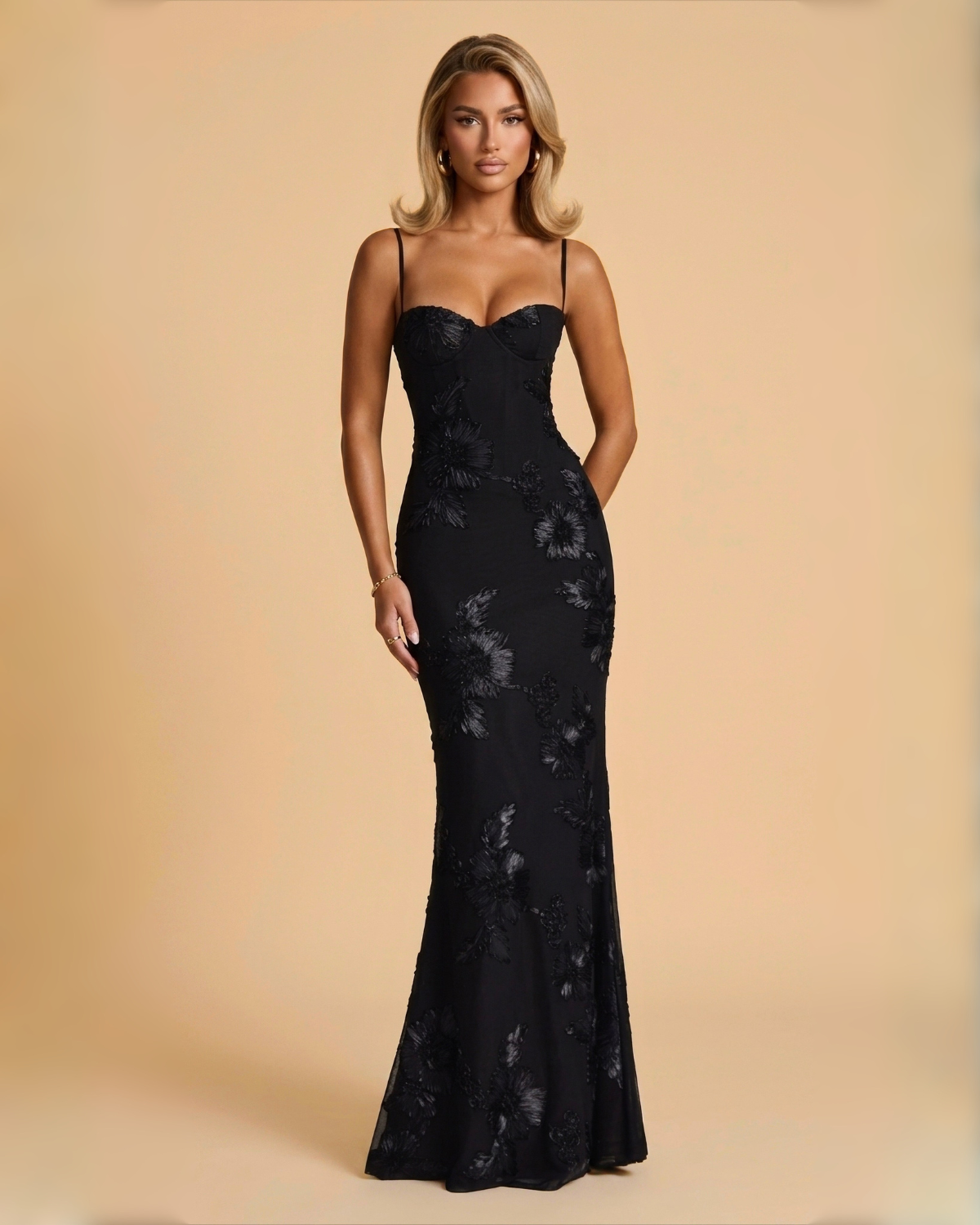 The Juliet Floral Maxi Dress - Black