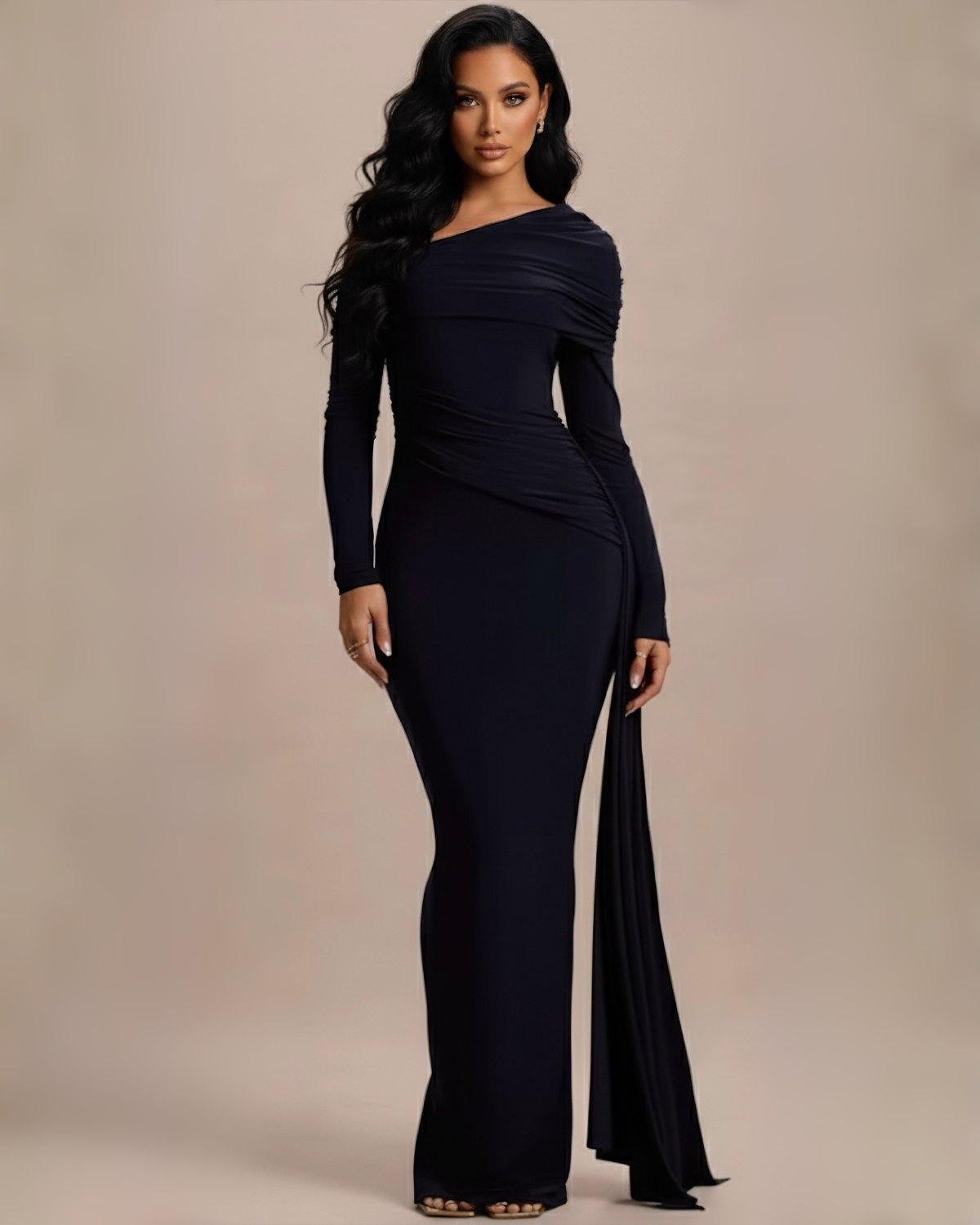 The Mona Long Sleeve Maxi Dress - Dark Navy
