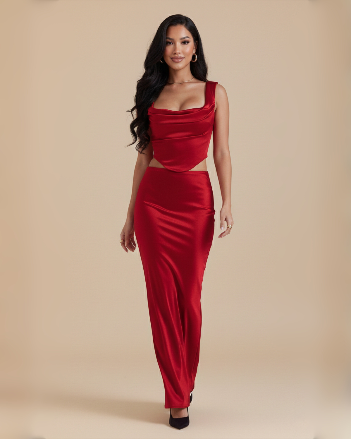 The Monroe Maxi Skirt Set - Red