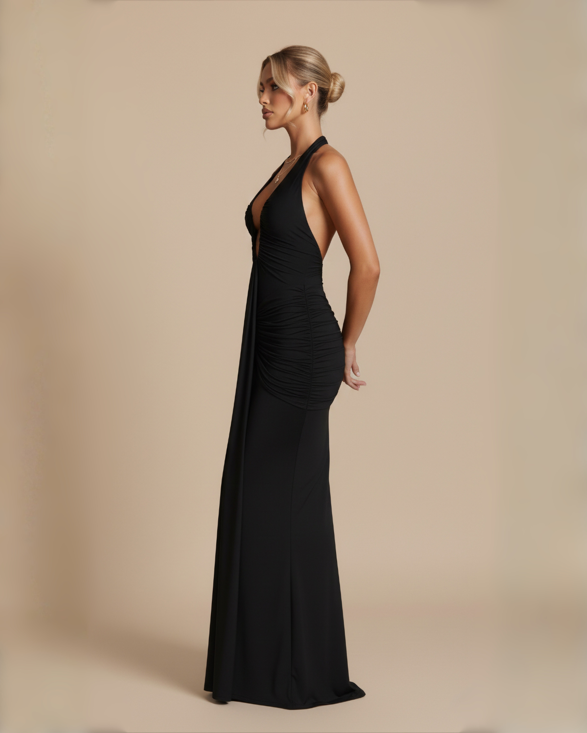 The Angelica Halter Maxi Dress - Black