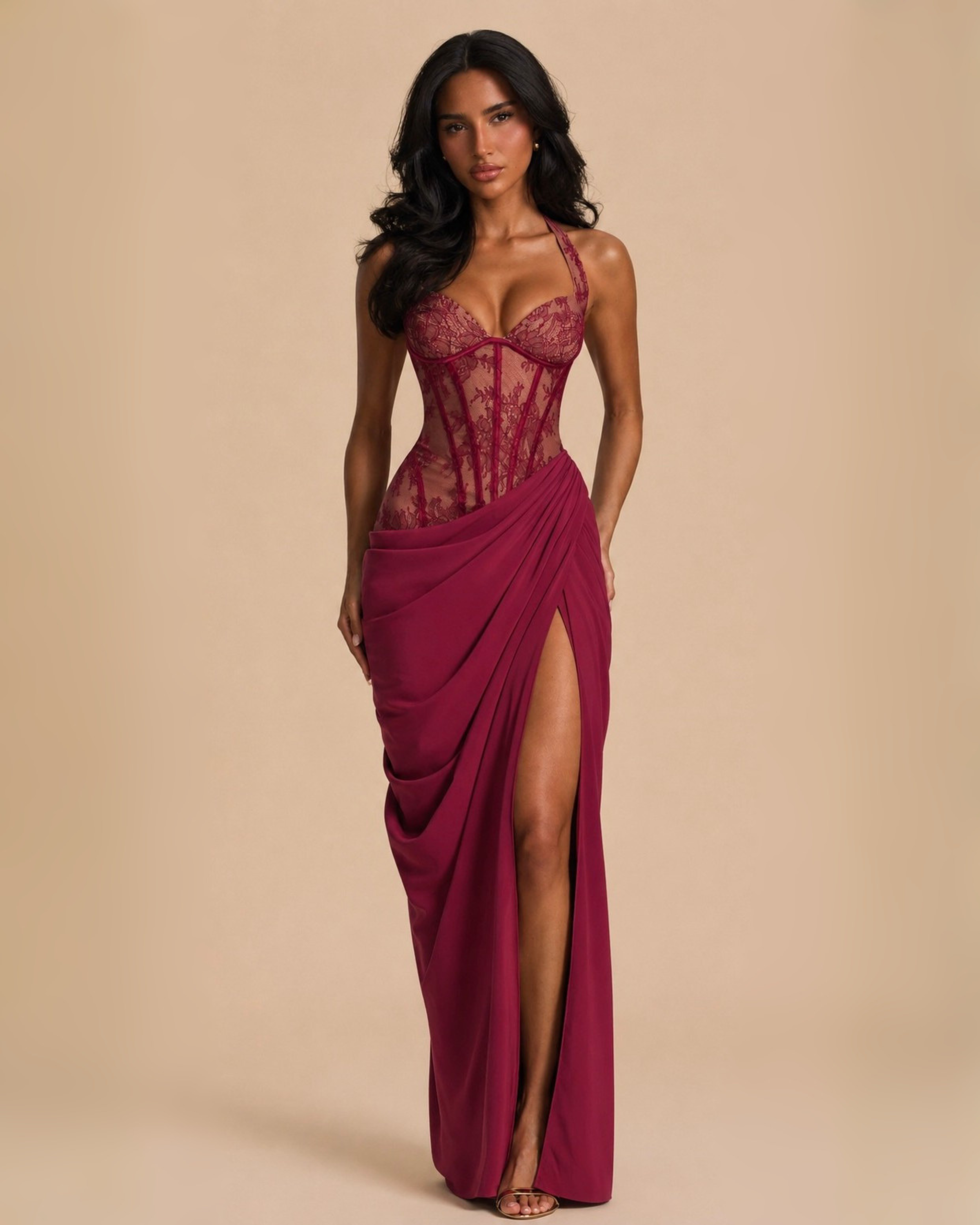 The Signora Maxi Dress - Magenta Red