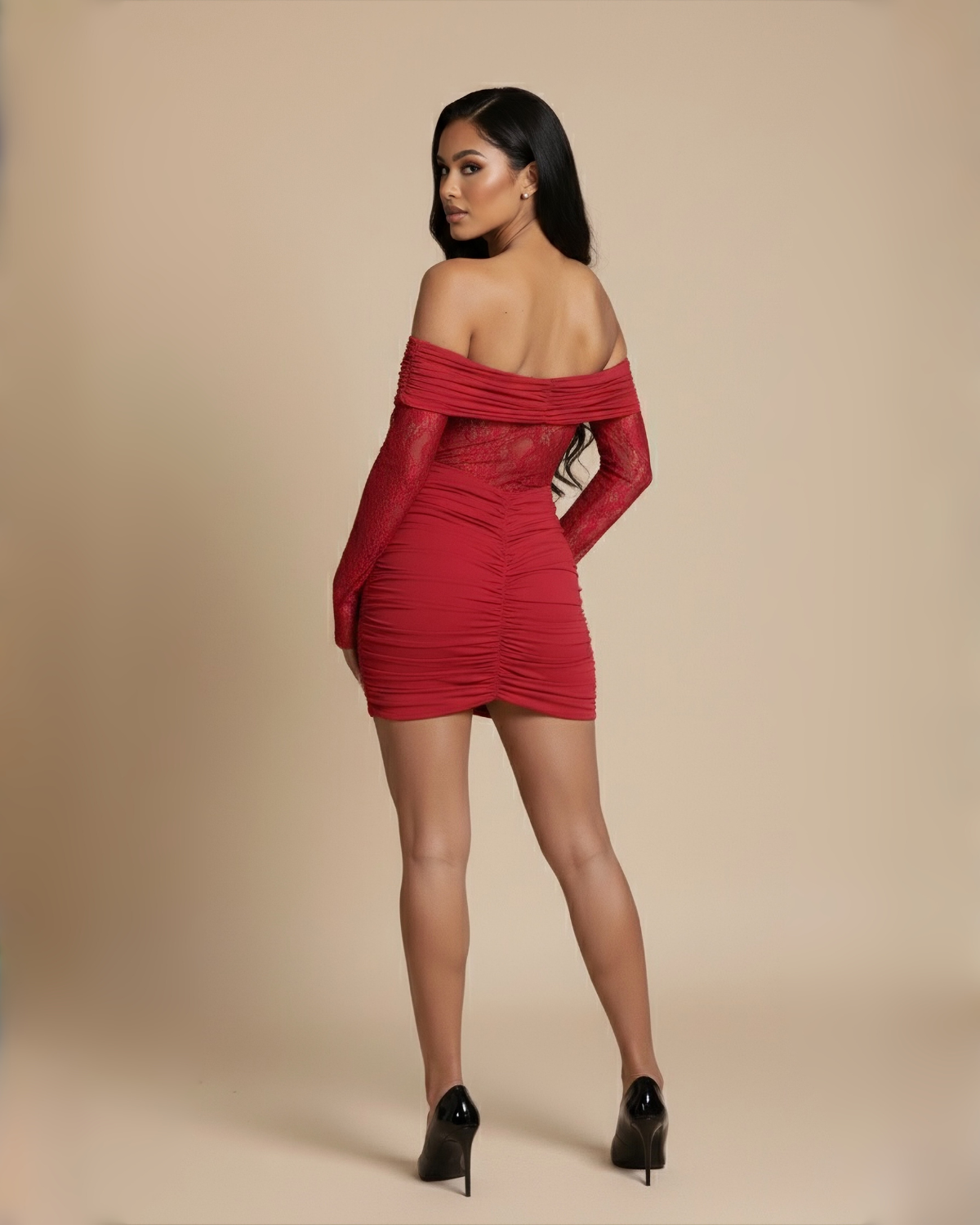 The Karina Lace Mini Dress - Red