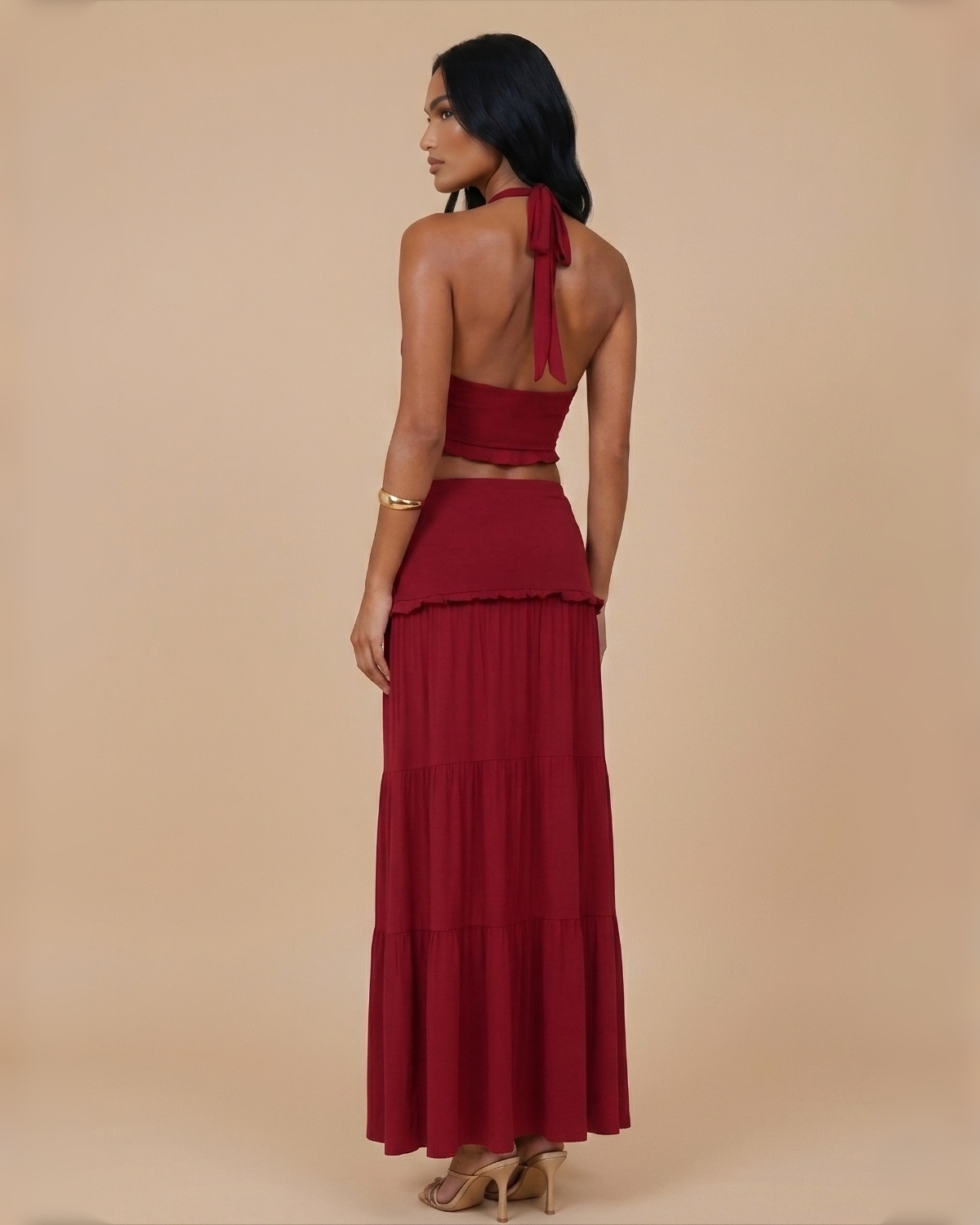 The Lyra Maxi Skirt Set - Red