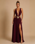 The Alula Maxi Dress - Wine Red