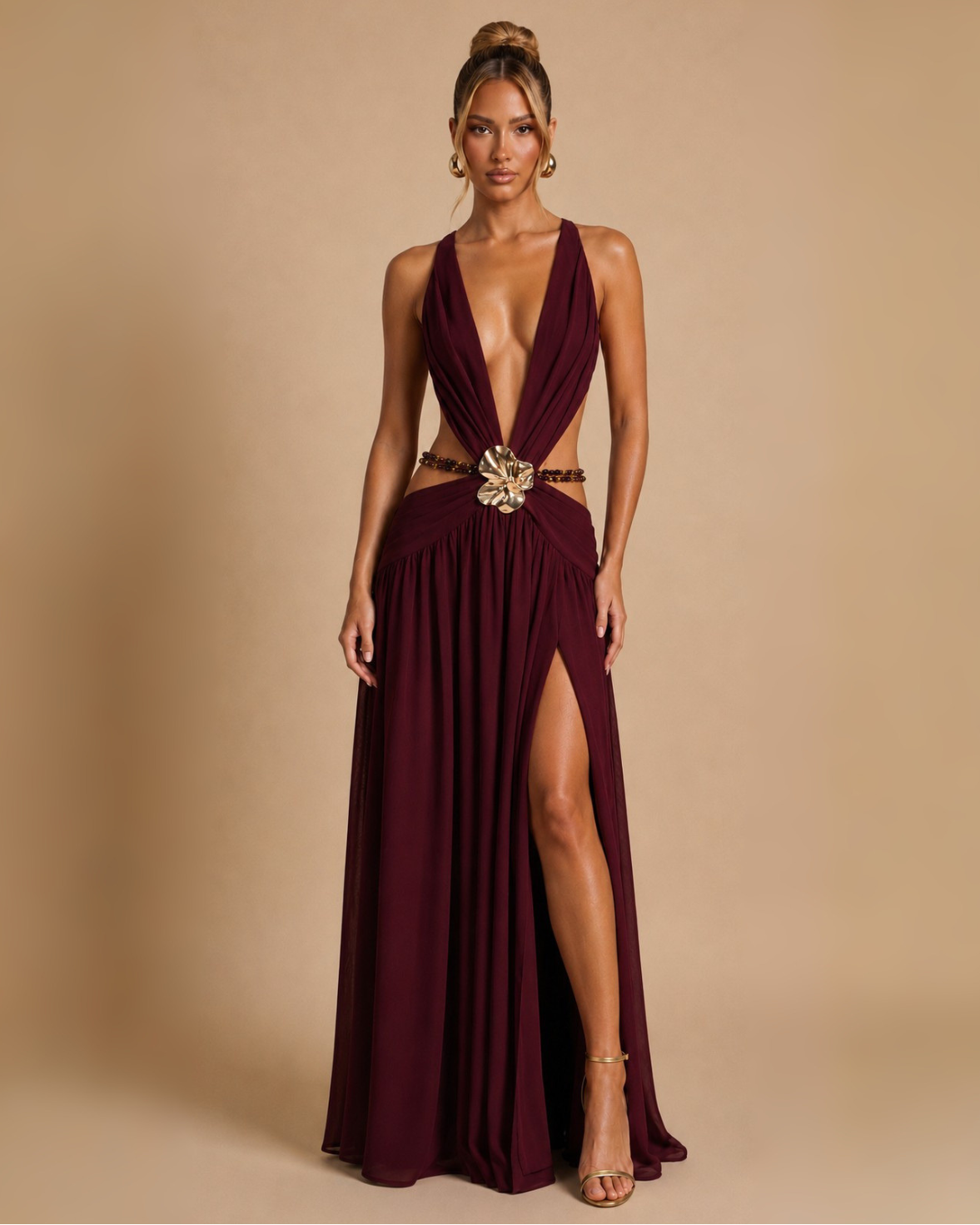 The Alula Maxi Dress - Wine Red