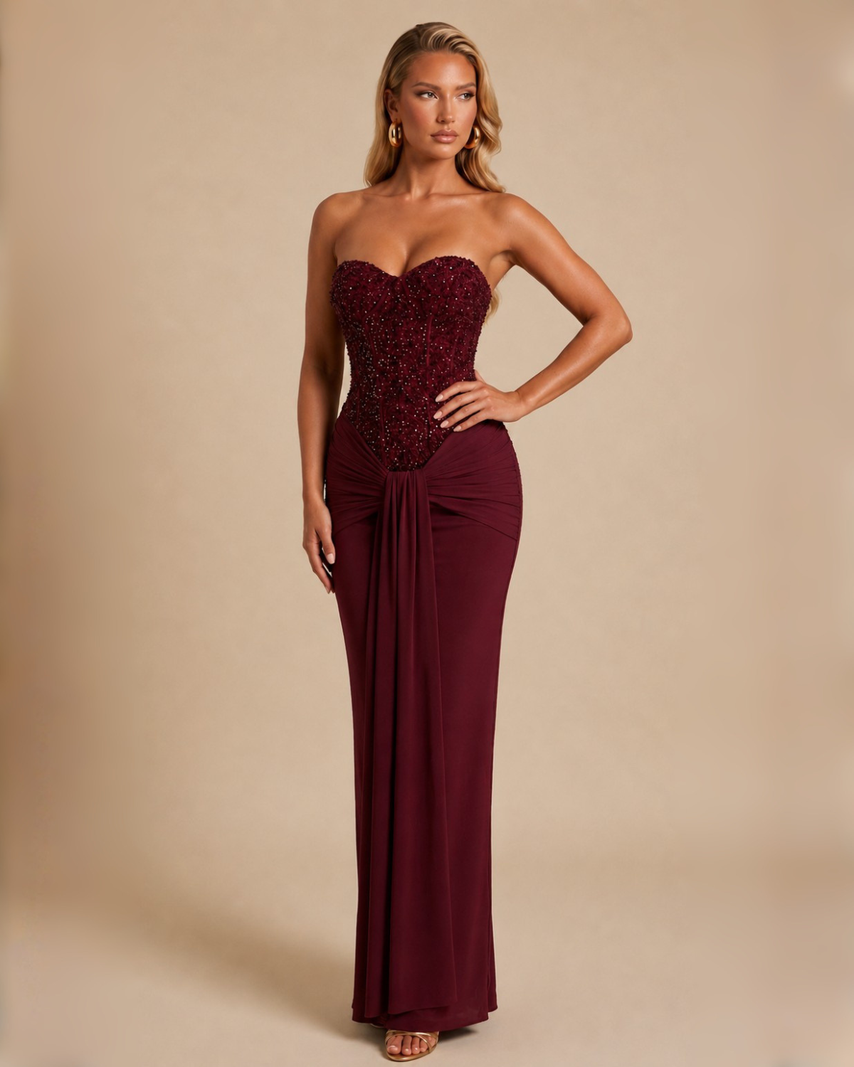 The Arabella Maxi Dress - Wine Red