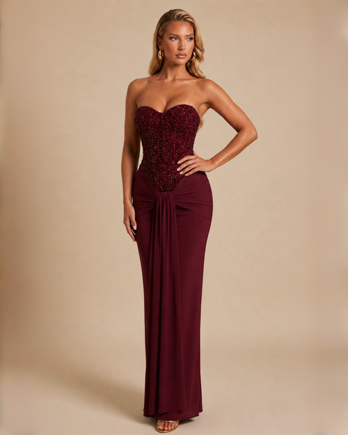 The Arabella Maxi Dress - Wine Red