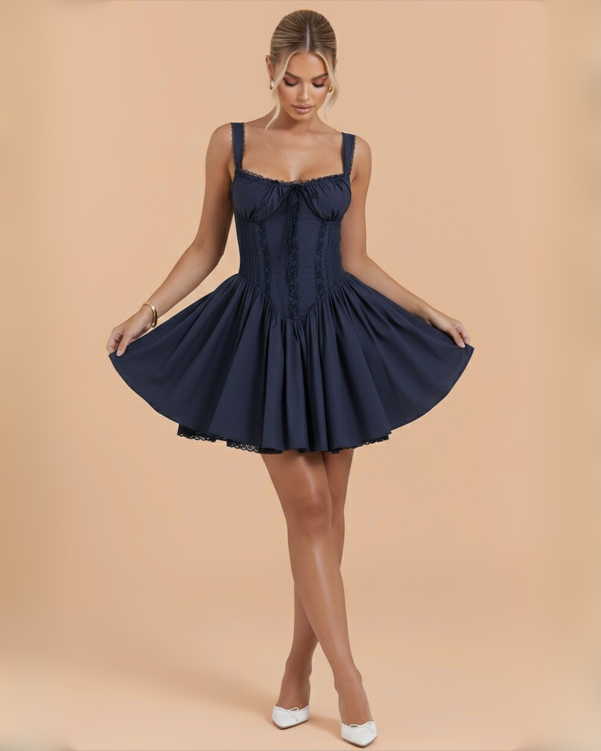 The Jolene Mini Dress - Navy Blue