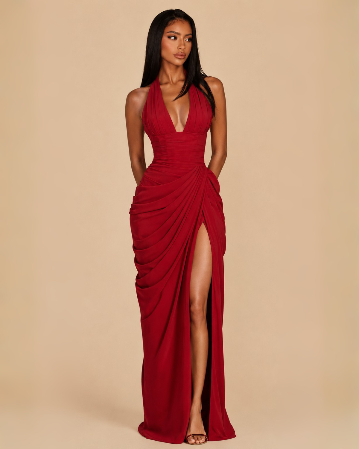 The Cyra Maxi Dress - Red