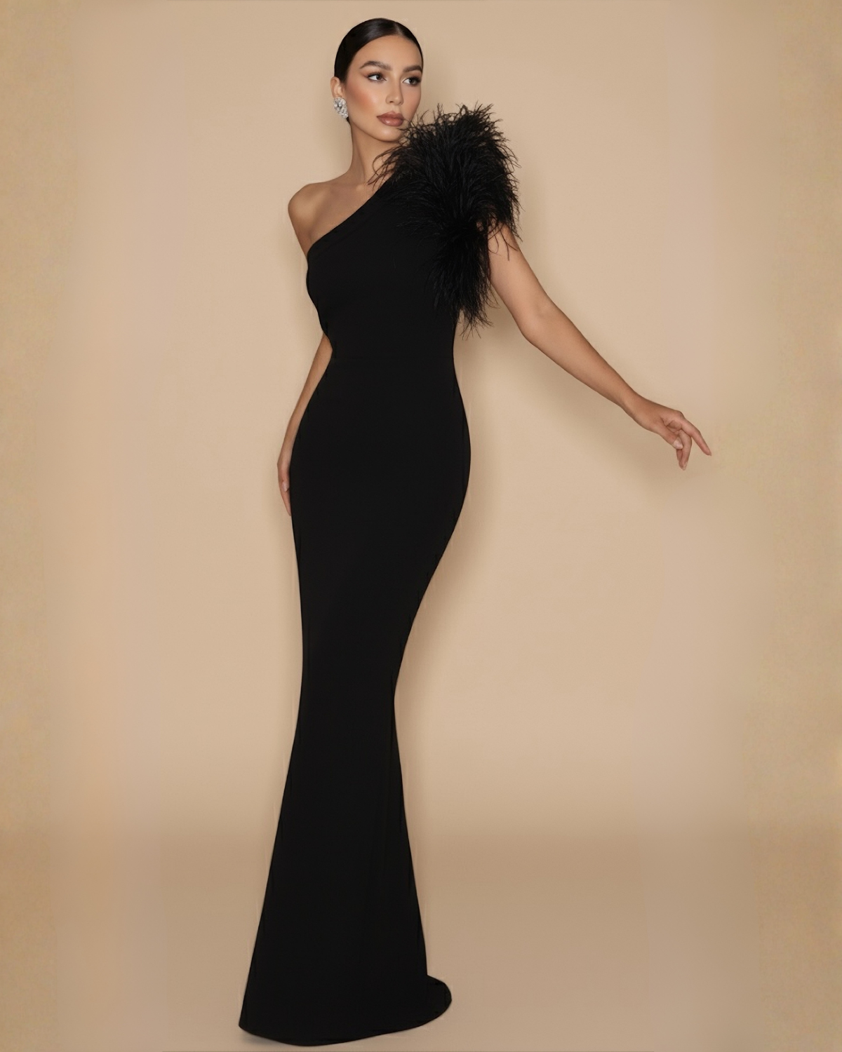 The Irina Feather Detail Maxi Dress