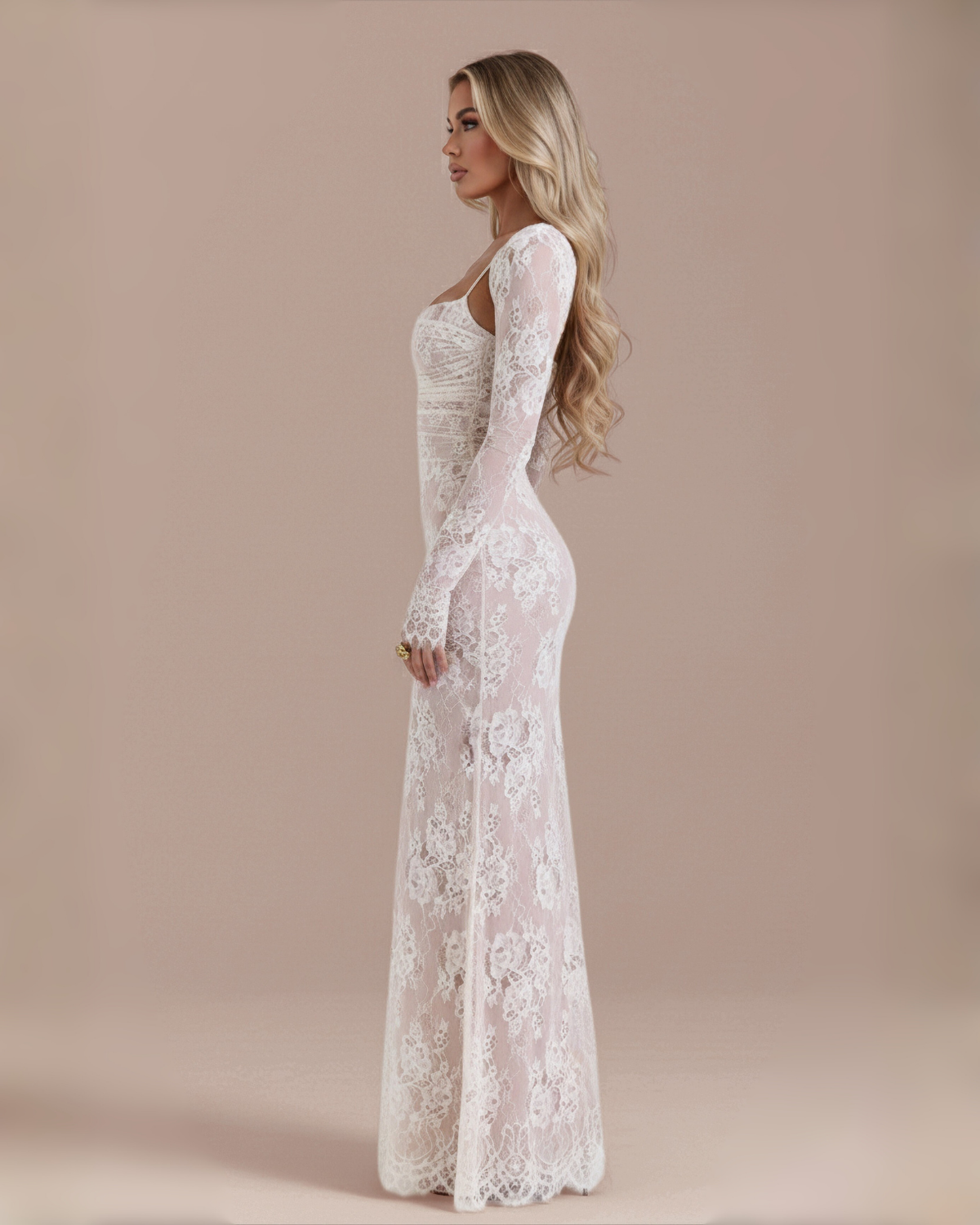 The Hermione Lace Maxi Dress - White