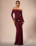 The Margot Off-Shoulder Maxi Dress - Wine Red
