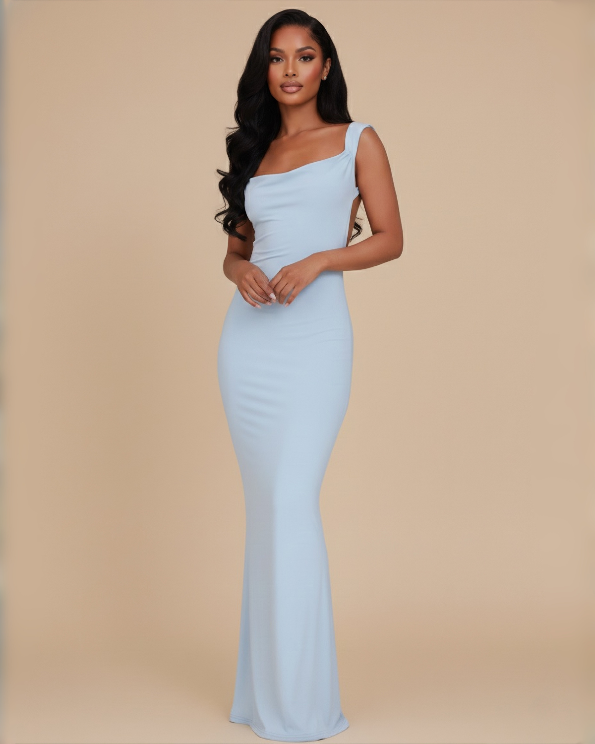 The Noèmie Bow Maxi Dress - Baby Blue