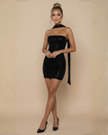 The Clarity Sequin Mini Dress - Black