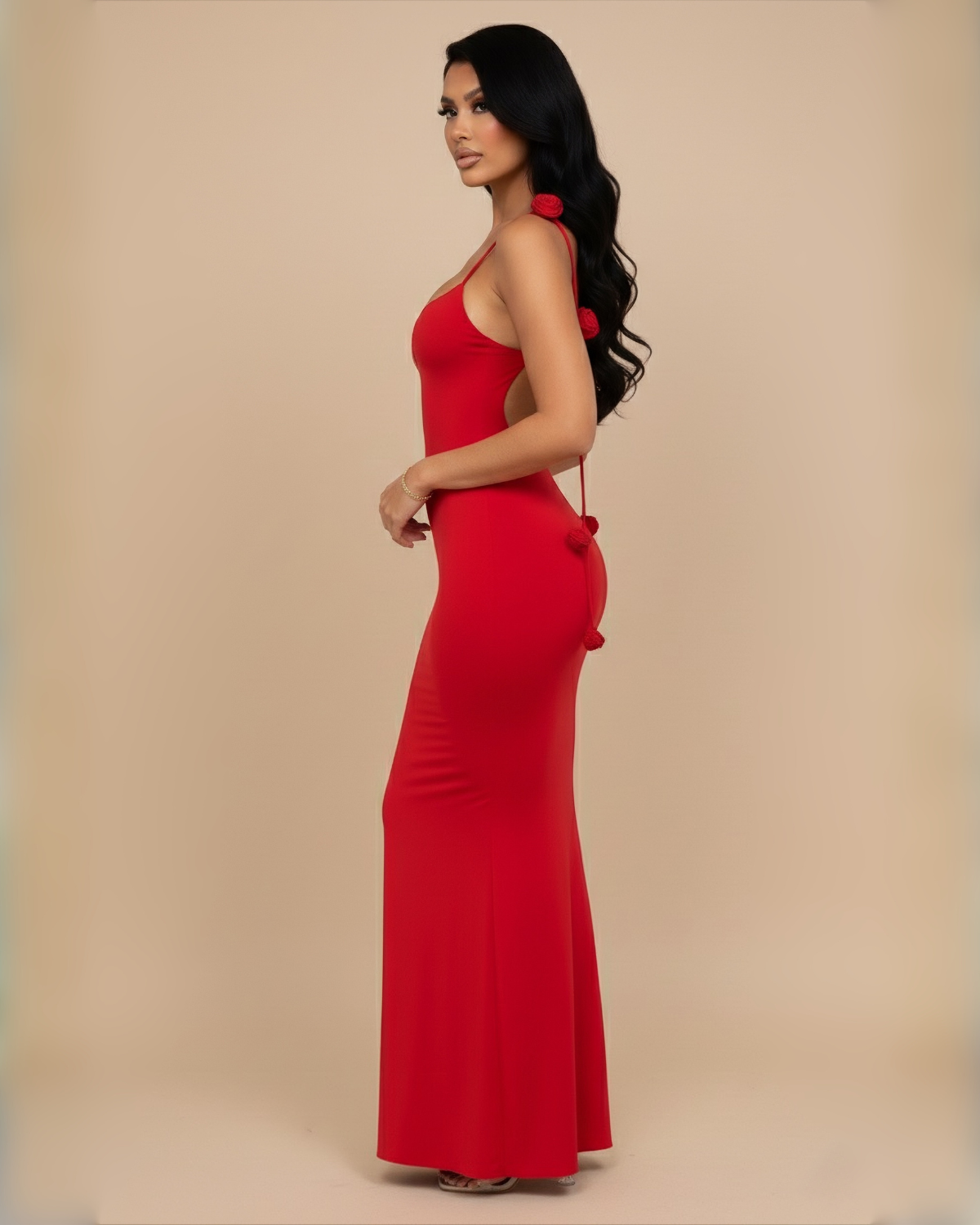 The Ayana Rose Maxi Dress - Red