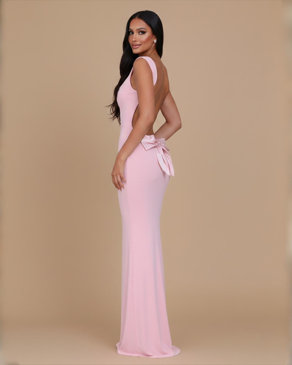 The Noèmie Bow Maxi Dress - Baby Pink
