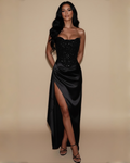 The Gabriella Corset Maxi Dress - Black