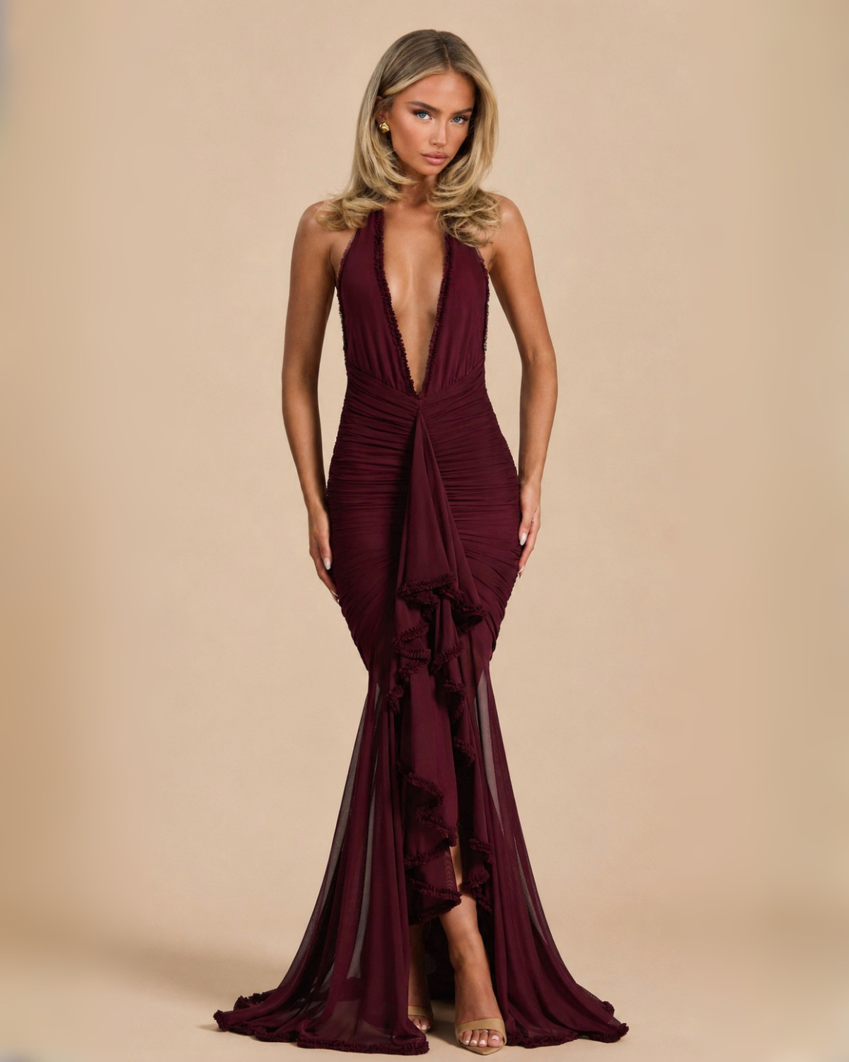 The Soraya Maxi Dress - Wine Red