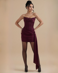 The Eleanora Corset Mini Dress - Wine
