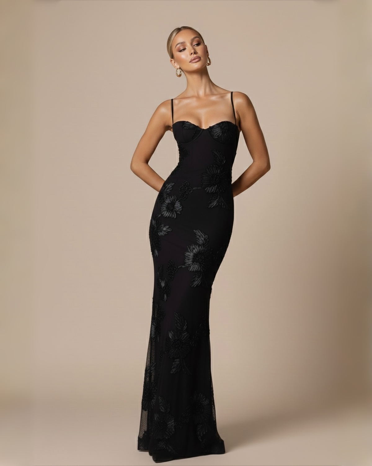 The Juliet Floral Maxi Dress - Black