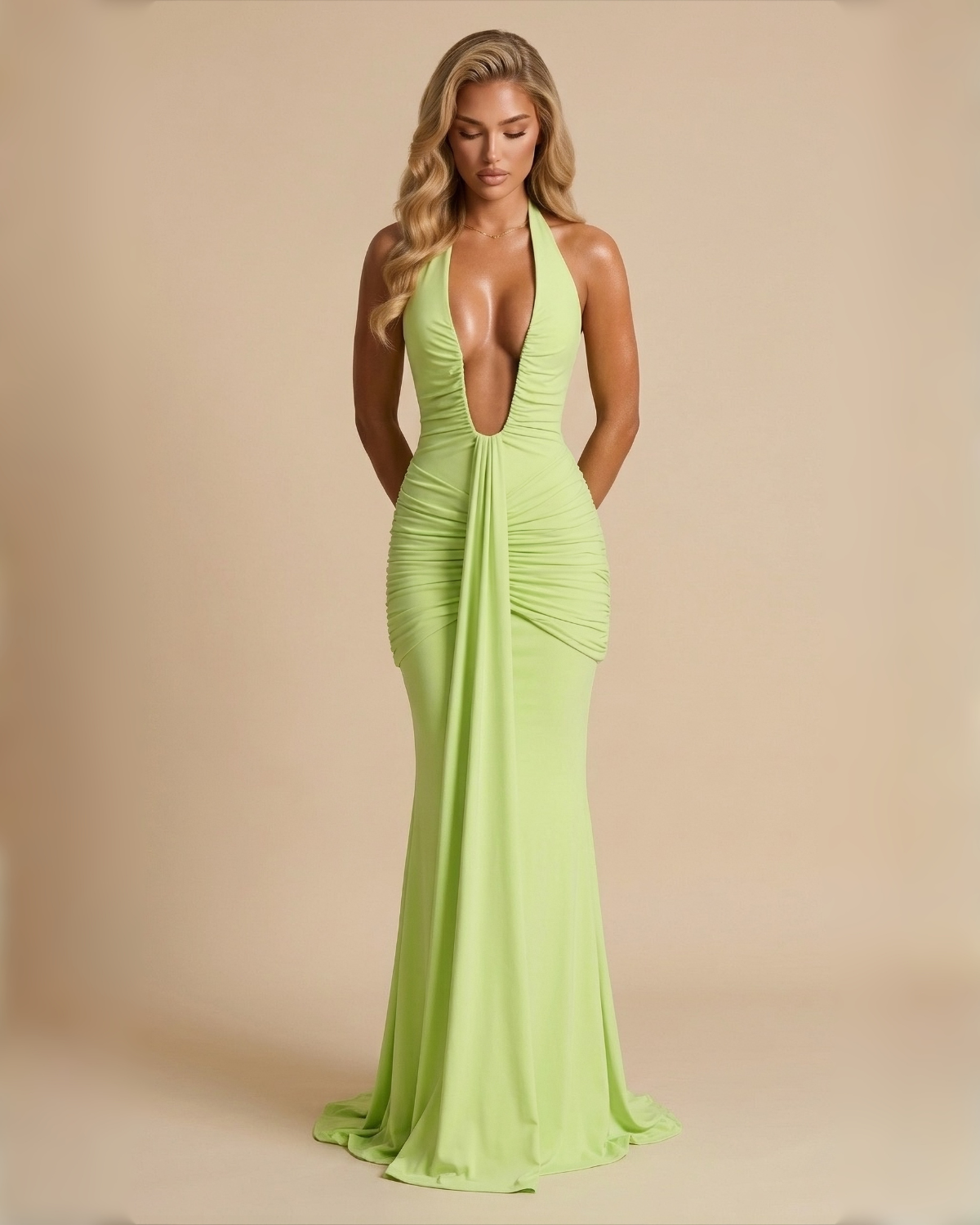The Angelica Maxi Dress -  Lime Green