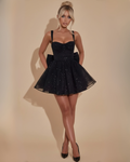 The Stella Bow Mini Dress - Black