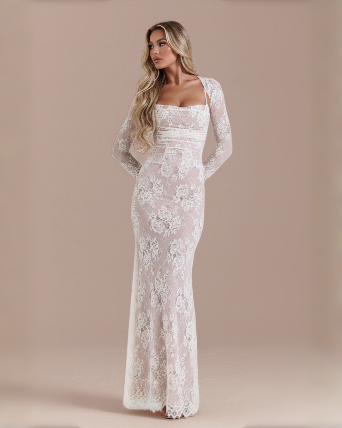 The Hermione Lace Maxi Dress - White