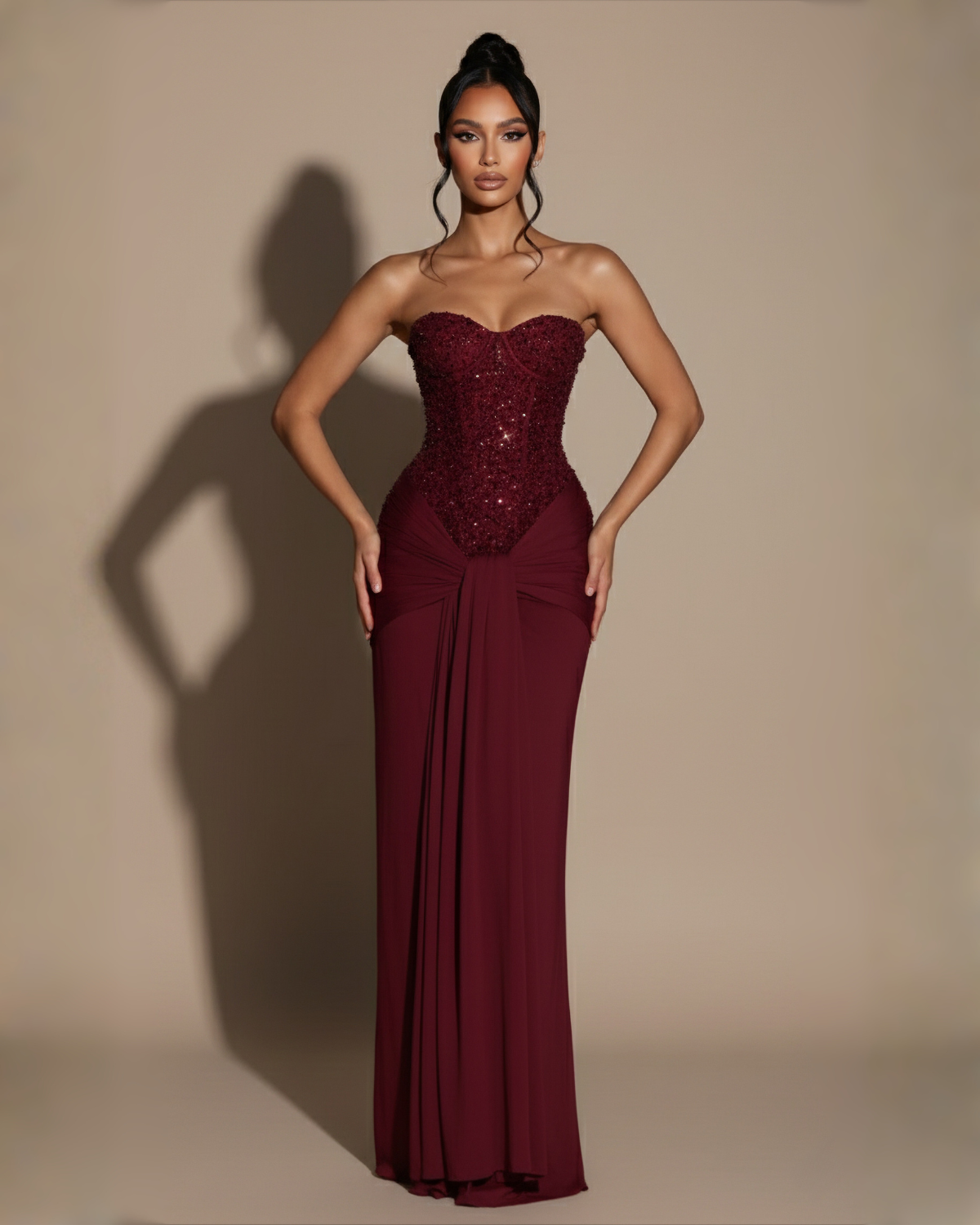 The Arabella Maxi Dress - Wine Red