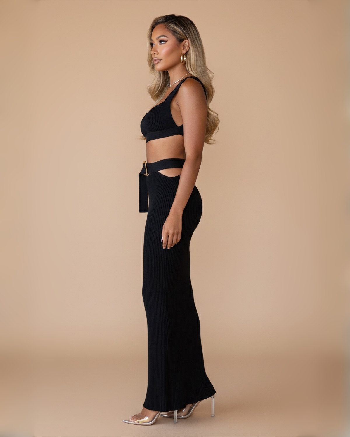 The Yara Maxi Skirt Set - Black