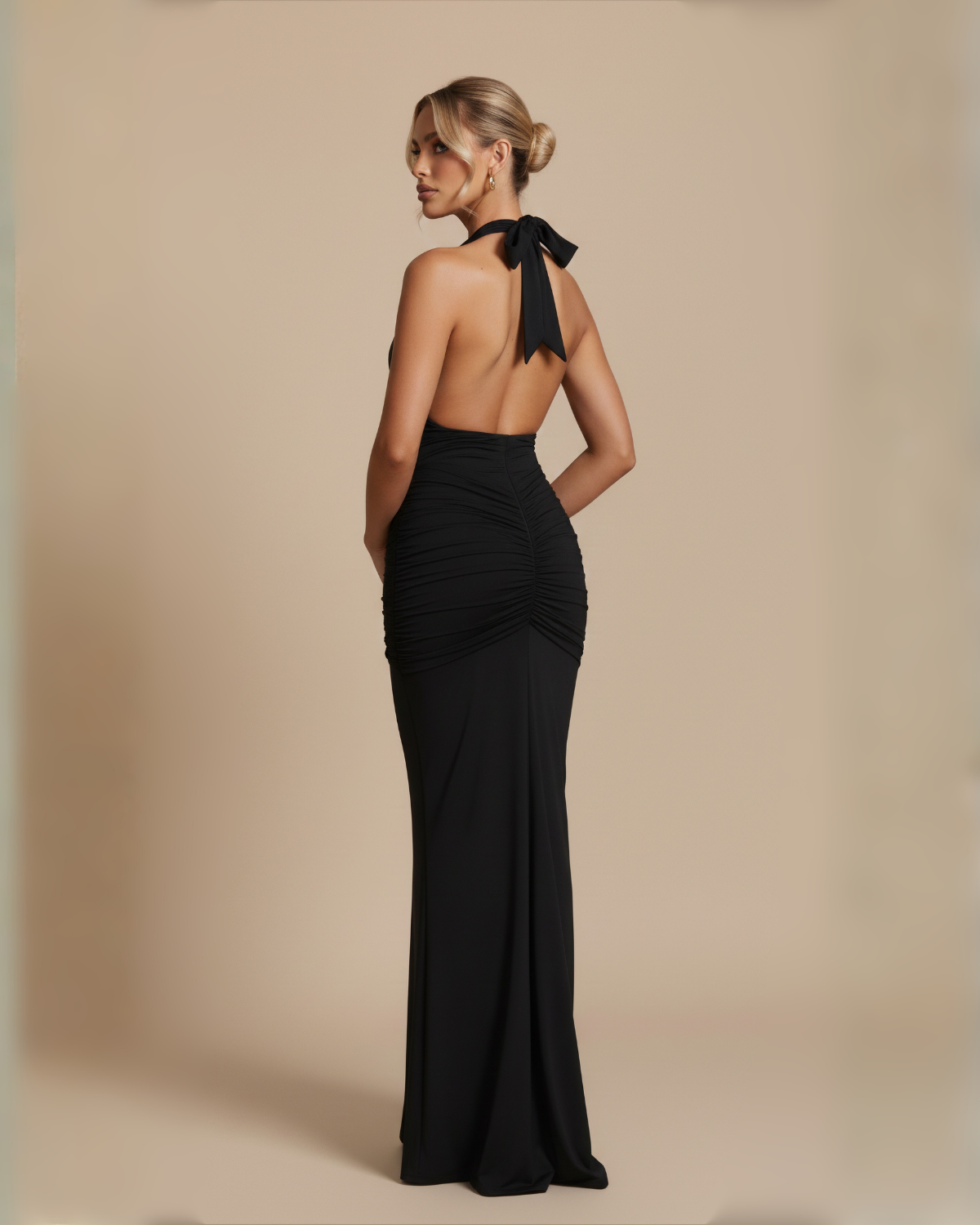 The Angelica Halter Maxi Dress - Black