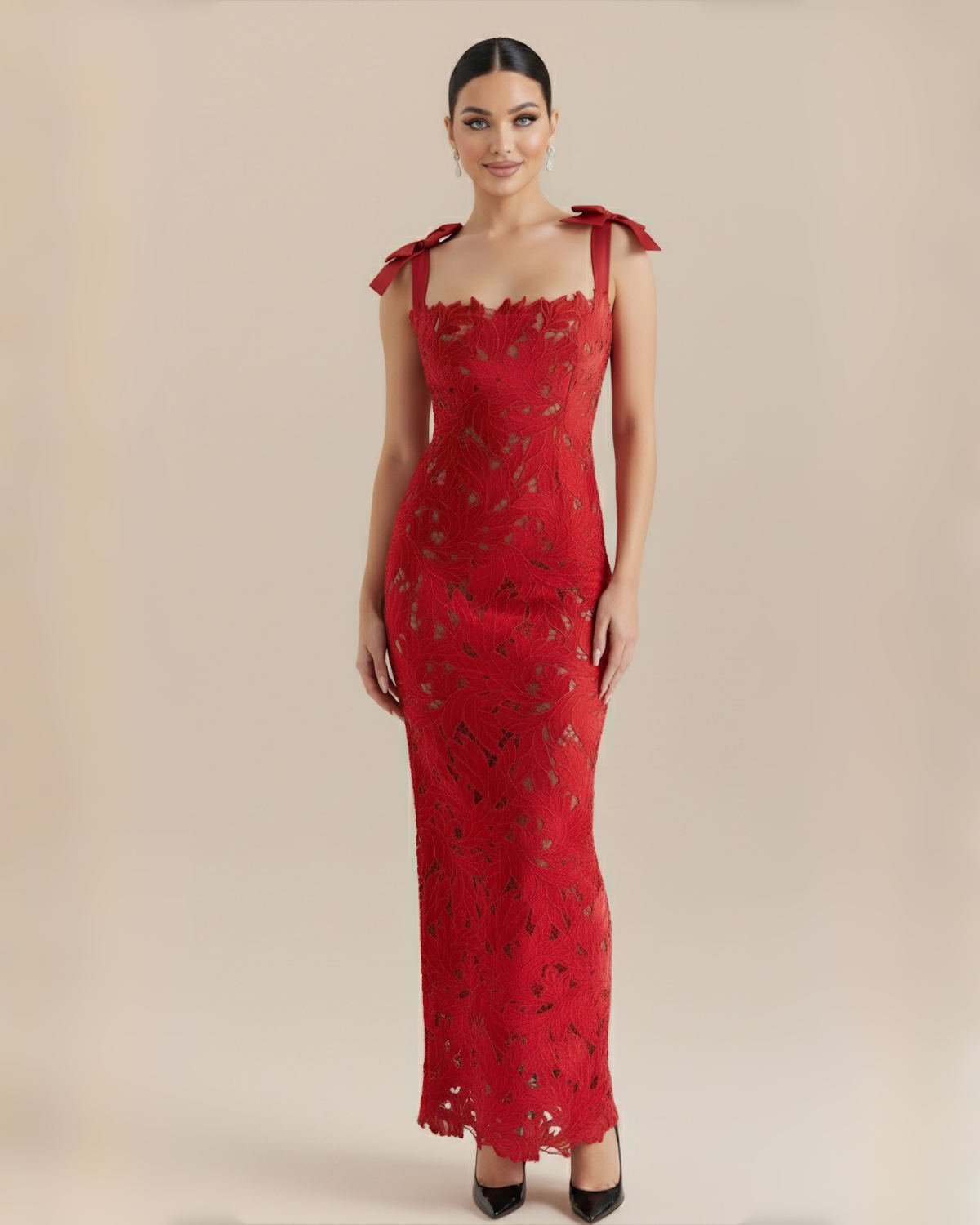The Johanna Bow Detail Maxi Dress - Red