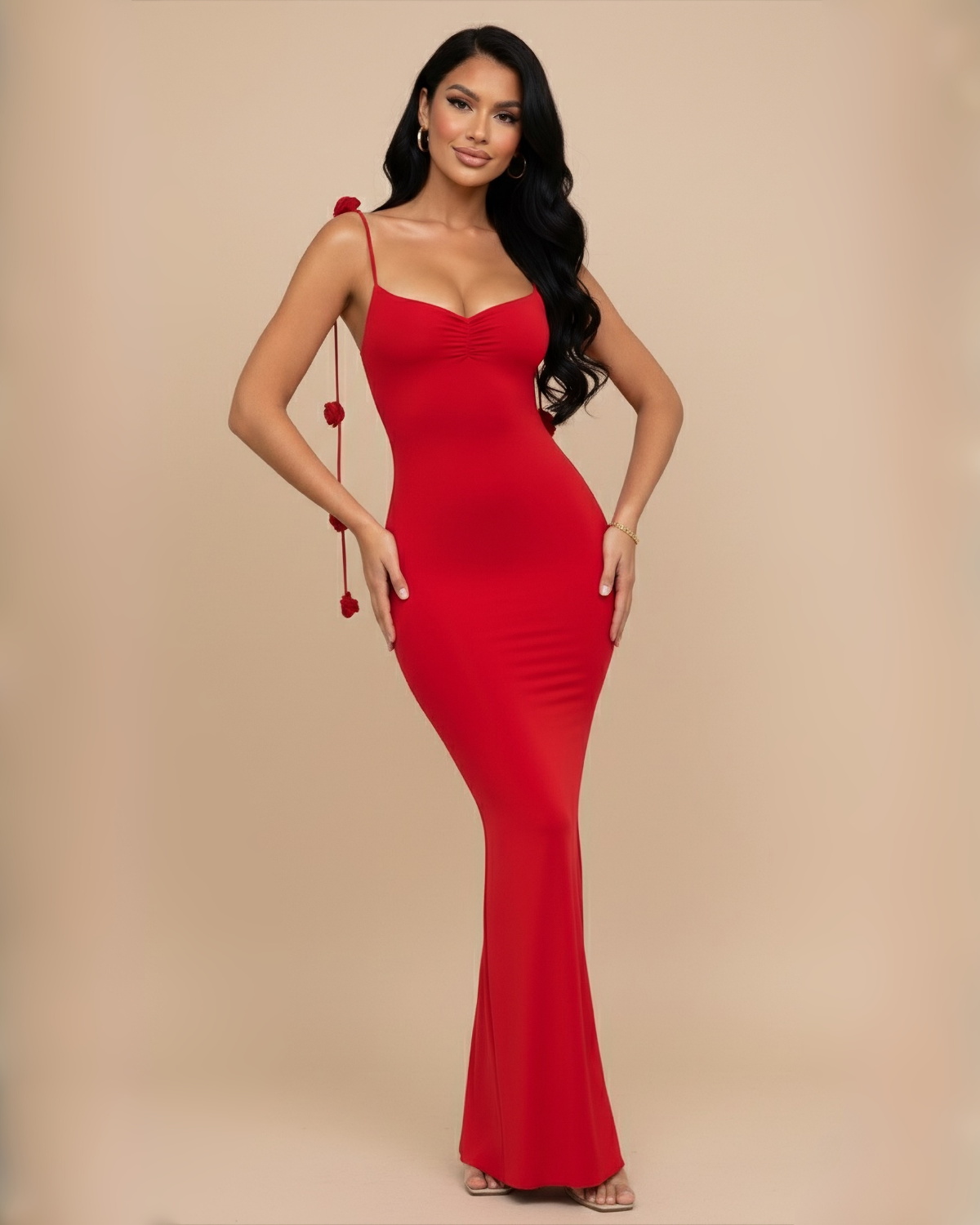 The Ayana Rose Maxi Dress - Red