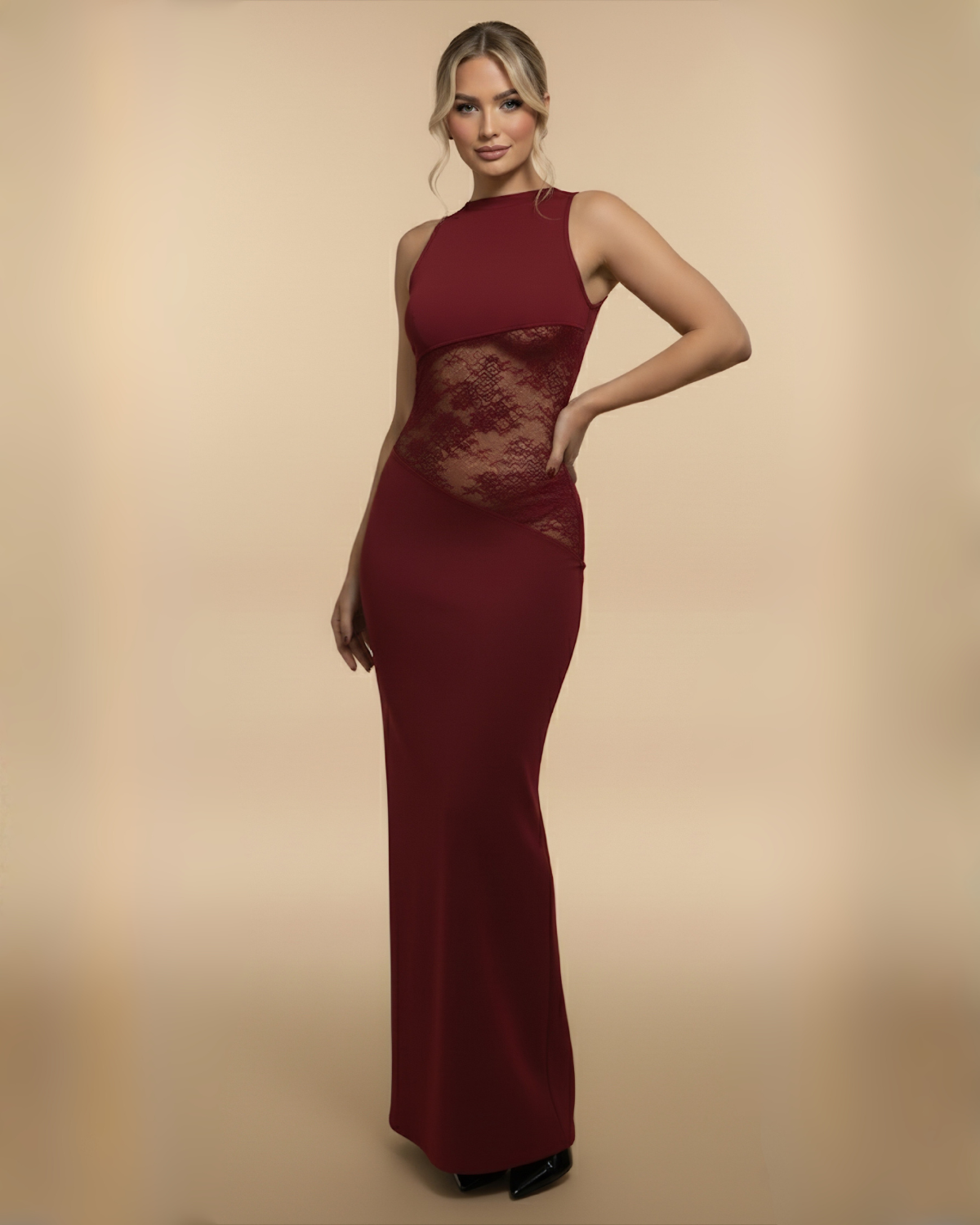 The Raven Lace Maxi Dress - Red