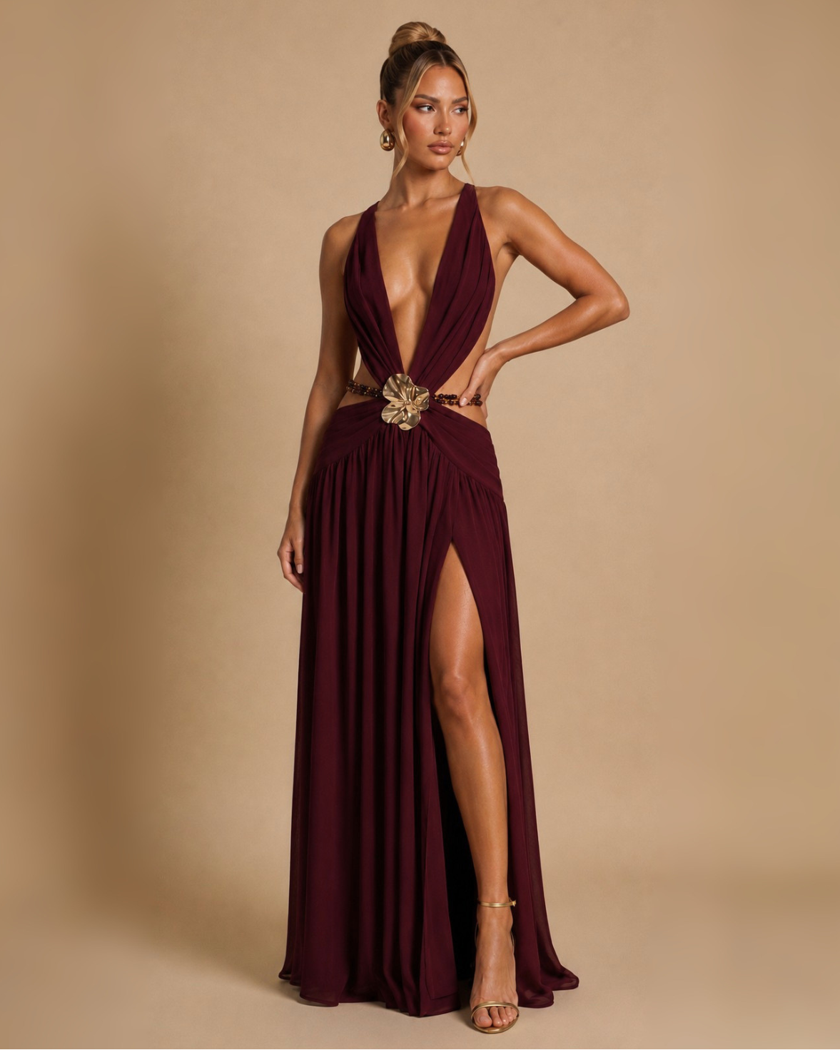 The Alula Maxi Dress - Wine Red