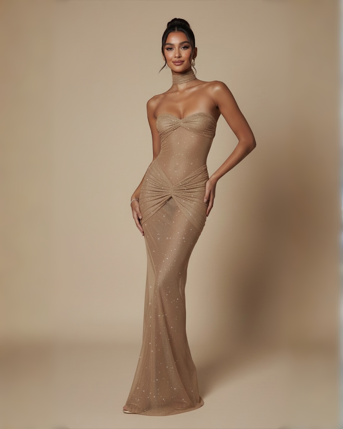 The Amara Tube Maxi Dress - Beige