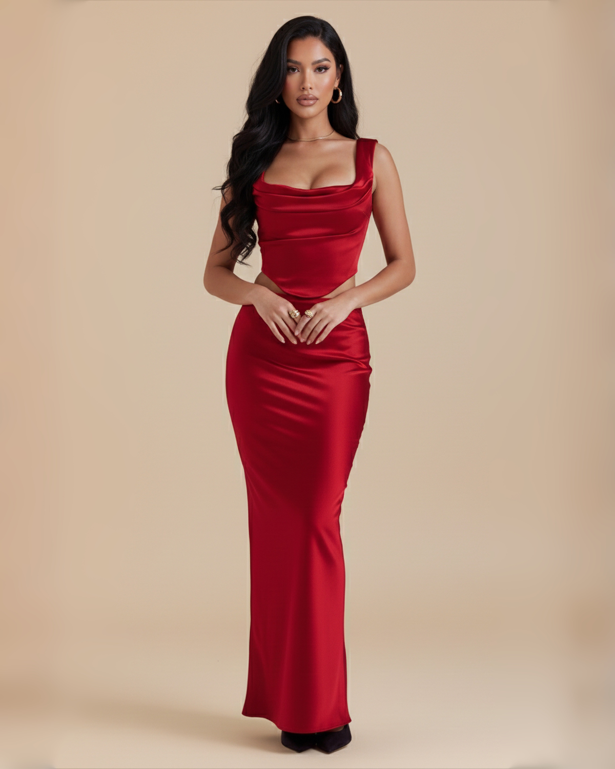 The Monroe Maxi Skirt Set - Red